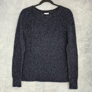 Gap 2010s Navy Blue Marled Cotton Sweater womens sz L preppy academia heritage